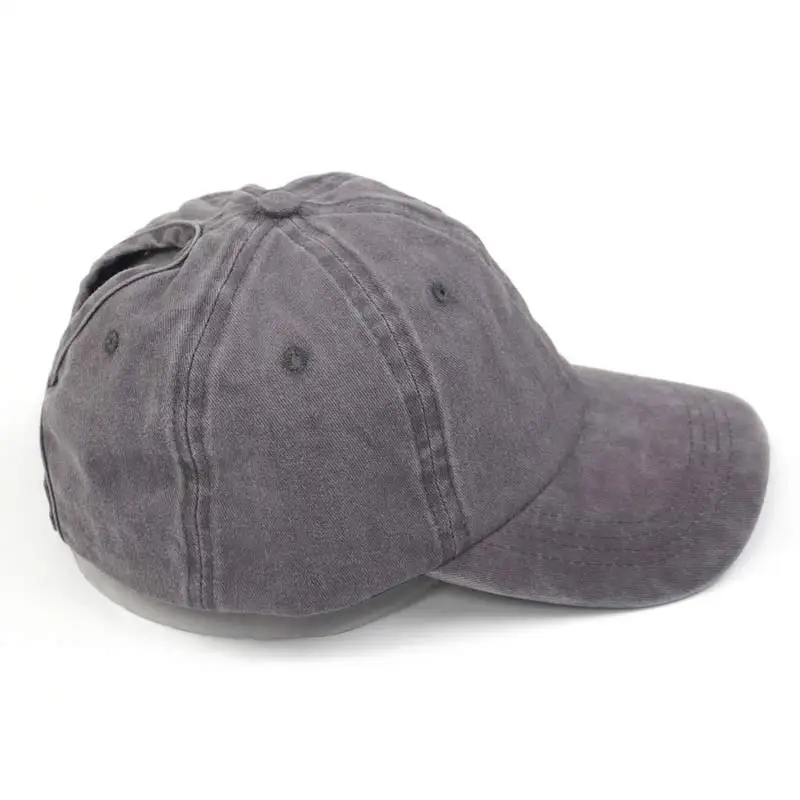 

Vintage Washed Dyed High Ponytail Baseball Cap Plain Adjustable Messy Bun Hat 6 Panel Grey Navy Red Khaki Army Green