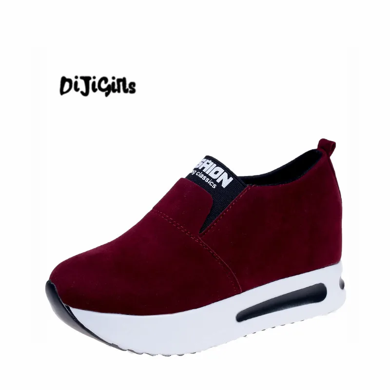 

Women Creepers Autumn Increasing Height Shoes Casual Slip On Moccasins Platform Wedge Heel Fashion Elastic Band Footwear