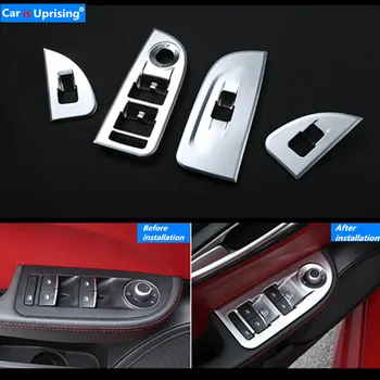 

For Alfa Romeo Giulia accessories ABS Chrome Car Window Glasses Lifter Button Decoration Sticker Cover Left Driver Car styling