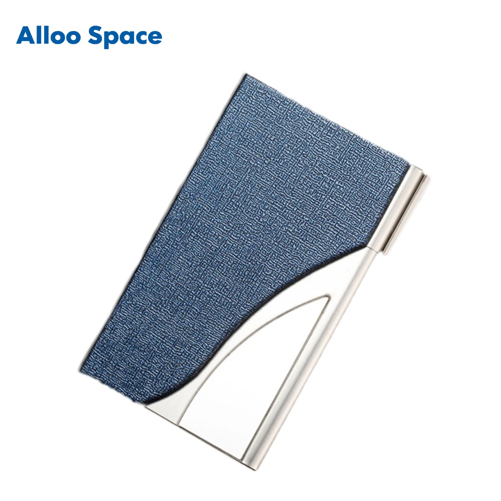 

Alloo Space Unisex Semi-curved Metallic + Pu Case for Cards Credits Porte Carte Bancaire Business Card Holder Case Can Add Logo