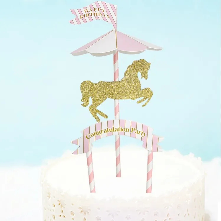Decoration De Gateau Cheval Carrousel Drapeaux De Cupcake Cheval Creatifs Fournitures De Decoration De Patisserie Pour Fete Prenatale Anniversaire Enfants Aliexpress