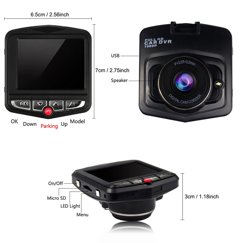 Dashcam Автомобильный видеорегистратор Full HD 1080P g сенсор ночное видение