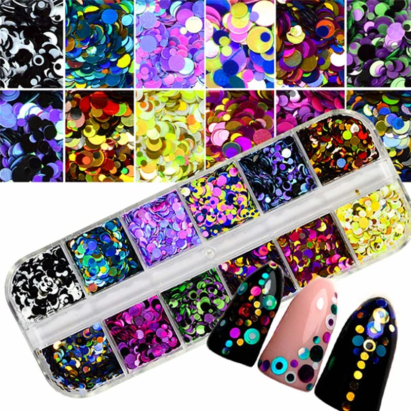 

1 Set Mixed Color 3D Ultrathin Sequins Nail Glitter Flakes 1/2/3mm Sparkly DIY Tips Dazzling Paillette Nail Art Decorations