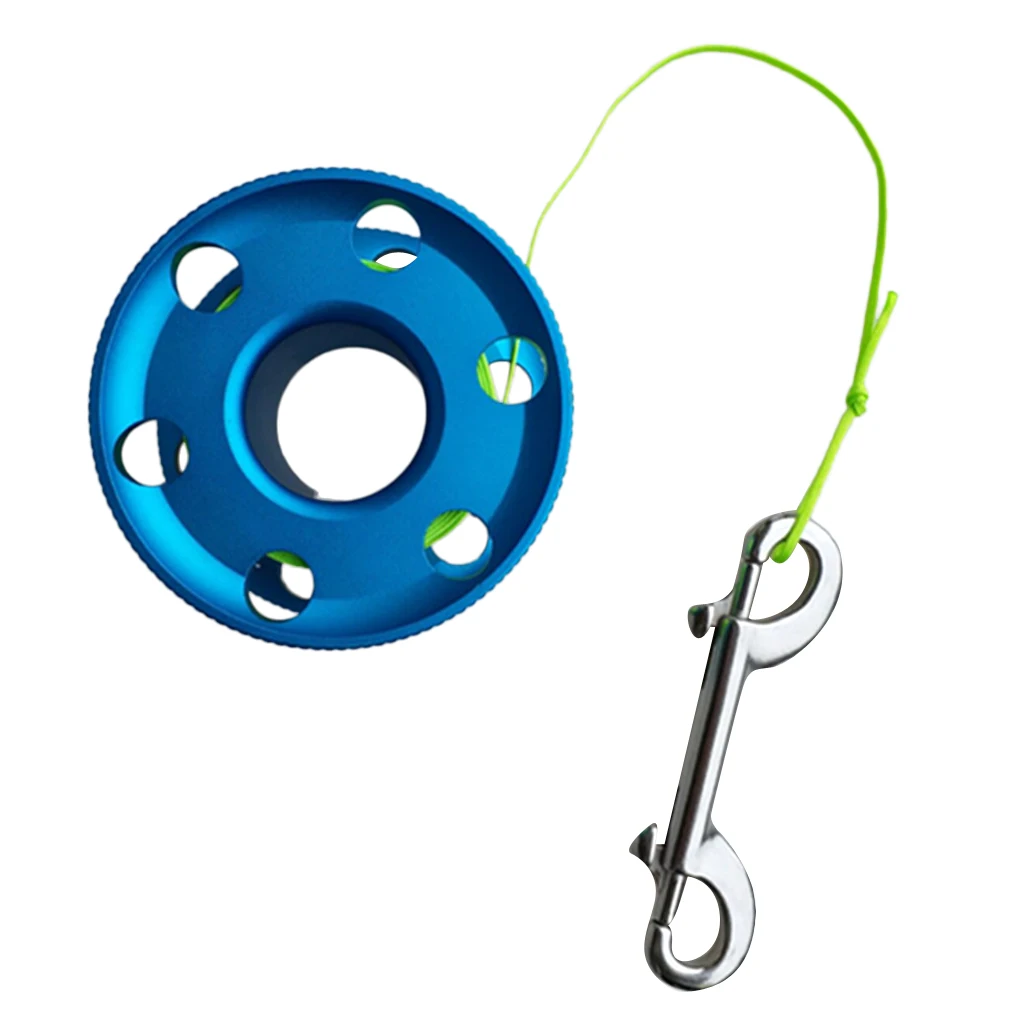 20/30/50M Scuba Diving Aluminium Finger Spool Reel  Line with Stainless Steel Snap Bolt Clip