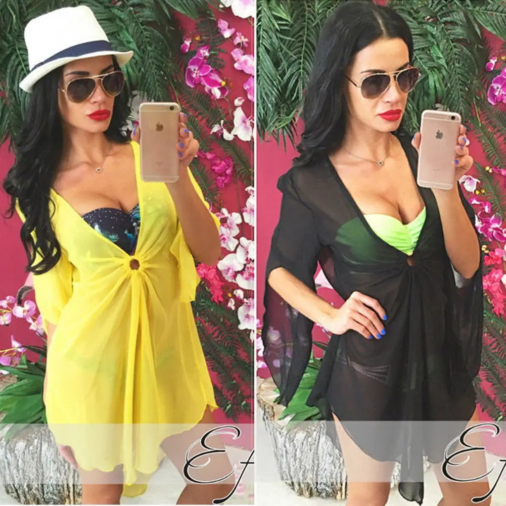 

Women Sexy Bikini Tunic Beach Cover Ups Swimwear Bathing Summer Suit Beach Hot Dress