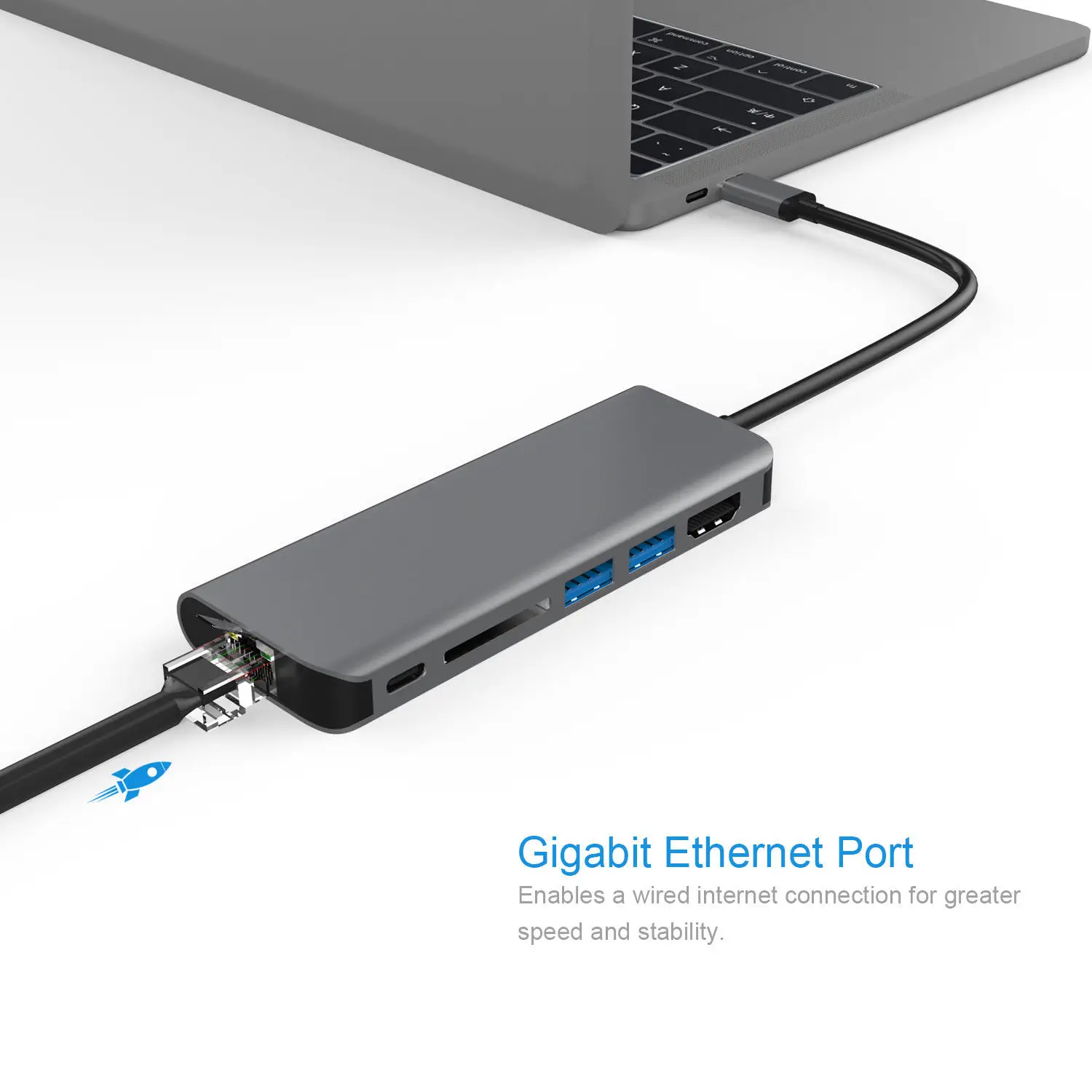 Тип C концентратор 6в1 Usb-C 3,1 до 4 к Hdmi Pd 2Usb3. 0 Dp Lan Dongle для Mackbook Pro