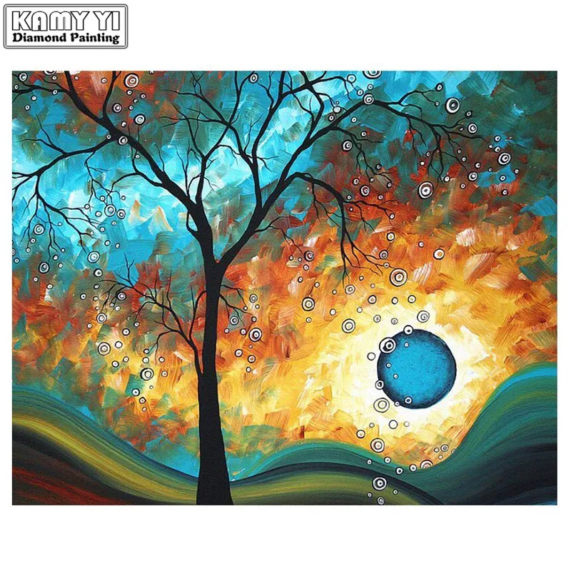 Full Diamond Round/Square 5D DIY Painting Moon tree Embroidered Cross-stitch Rhinestone Mosaic XY1 | Дом и сад