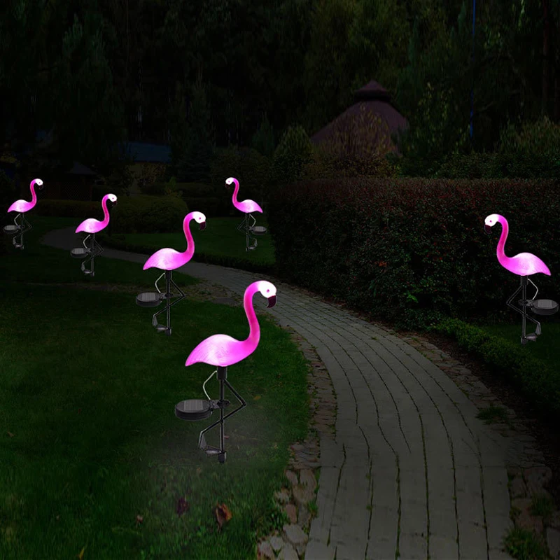 

2 pcs/lot Solar Power Pink bird Lawn Dector Garden Stake Landscape Lamp Outdoor Light