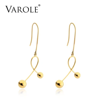 

VAROLE Double Ball Dangle Earrings Gold color Dot Earings Drop Earrings For Women Long Earring Jewelry Brincos Feminino Longos