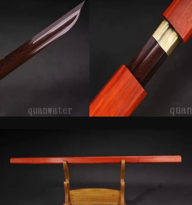 

41' RED ROSEWOOD DAMASCUS FOLDED STEEL RED FULL TANGTANG SWORD