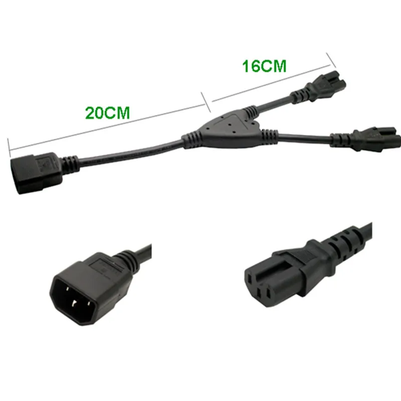 IEC 320 C14 Male Plug to 2 X C15 Female Y Type Splitter Power Cord 1ft Extension | Электроника