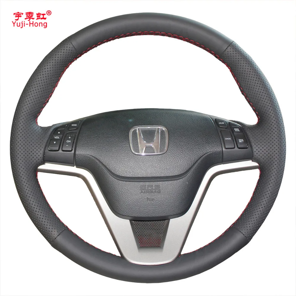 

Yuji-Hong Artificial Leather Car Steering Wheel Covers Case for Honda CRV 2007-2011 CR-V Car Hand-stitched Cover