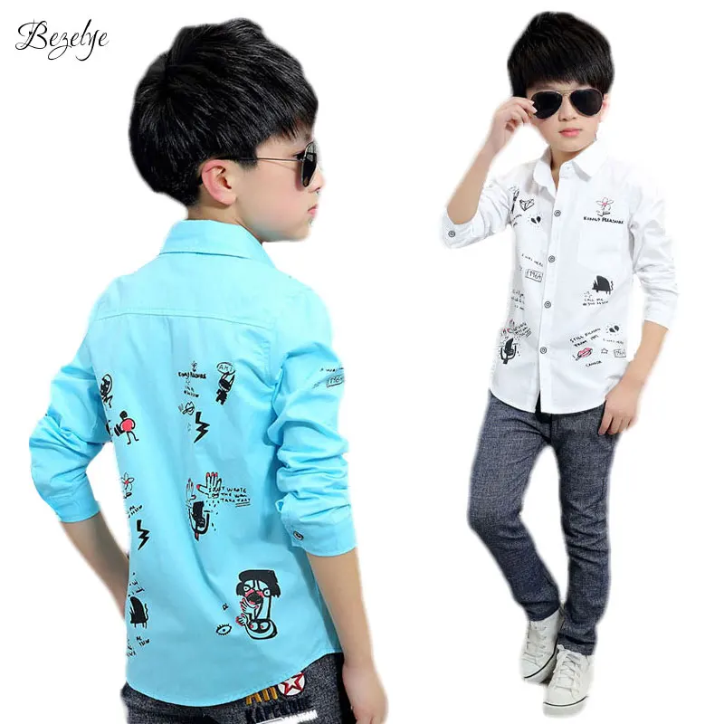 

Boys Leaves Stripe Full Sleeve Shirts Spring Shirts for Children 1PC Cotton Turn-Down Collar Boys Casual Shirt for Boys Shirts