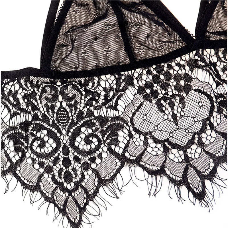 Women Lace Sexy Bra Set Fashion French Cup Underwire Back Closure Underwear Bras Sheery Ultra-thin Strap Bralette (7)