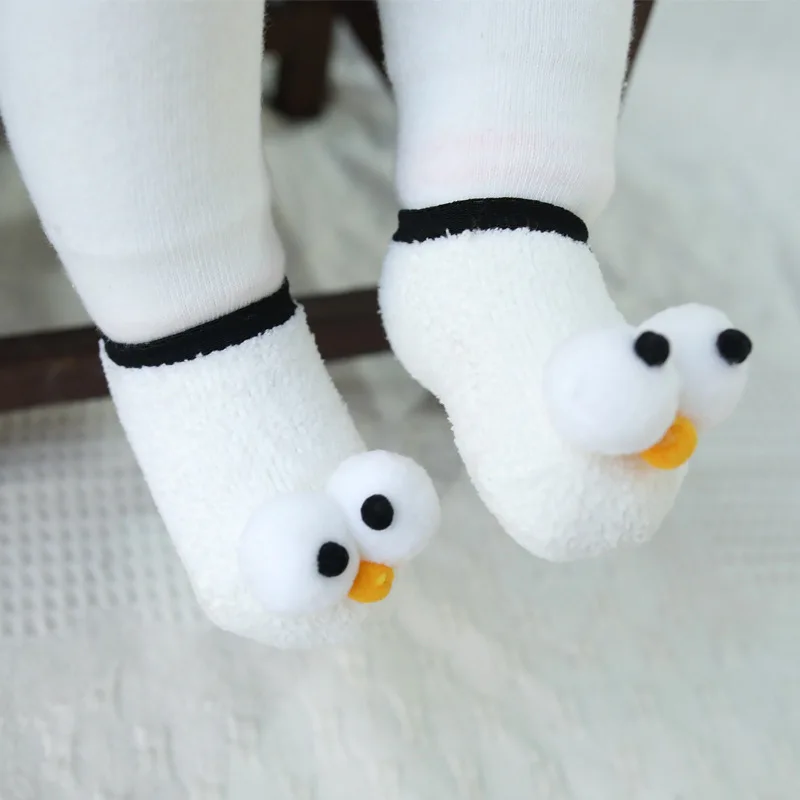 Милые детские носки с большими глазами мягкие Нескользящие милые носки для малышей удобные носки-тапочки для малышей удобные хлопковые носки для От 0 до 3 лет - Цвет: white