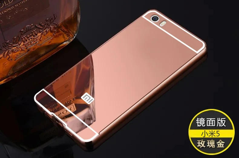 Luxury Rose Gold Mirror Cases For Xiaomi Mi 5 Alumimum Metal Frame shell Back Cover for Xiaomi Mi5 xiaomi leather case design Cases For Xiaomi