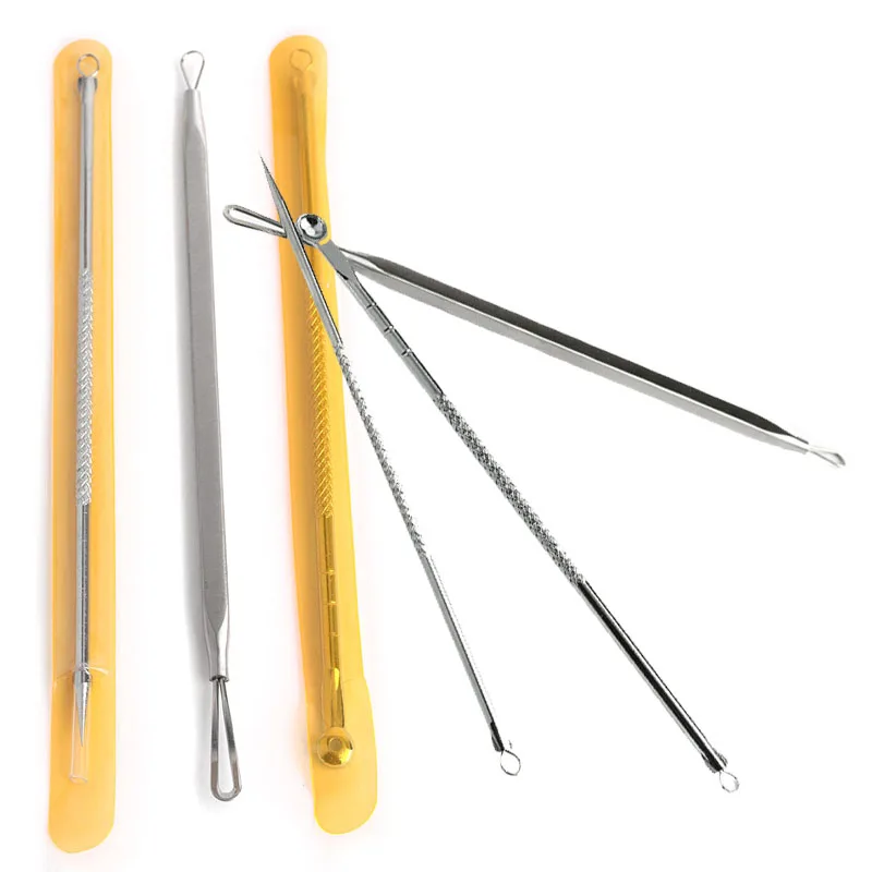 

3 Pcs/Set Blackhead Whitehead Remover Tool Kit Stainless Steel Blemish Acne Pimple Extractor Set Face Cleaning Tools Skin Care