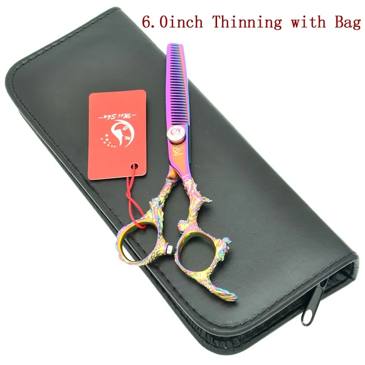 Meisha 6 дюймов радужные Парикмахерские ножницы для резки, филировочные ножницы, набор с ручкой дракона, парикмахерские ножницы для стрижки волос HA0265 - Цвет: HA0267 with bag