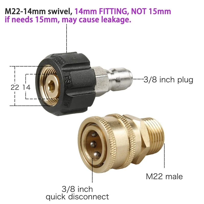 Напорный адаптер для стиральной машины, комплект быстрого отключения, M22 шарнирное соединение до 3/8 дюйма быстрое подключение, 3/4 дюйма для быстрого крепления, 8 шт. в упаковке