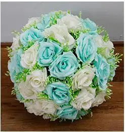 " 20 см многоцветный Шелковый цветок целующийся шар потолок в отеле декоративный висящий цветочный шар центральный Розовый Свадебный DIY шар - Цвет: Milk Tiffany blue