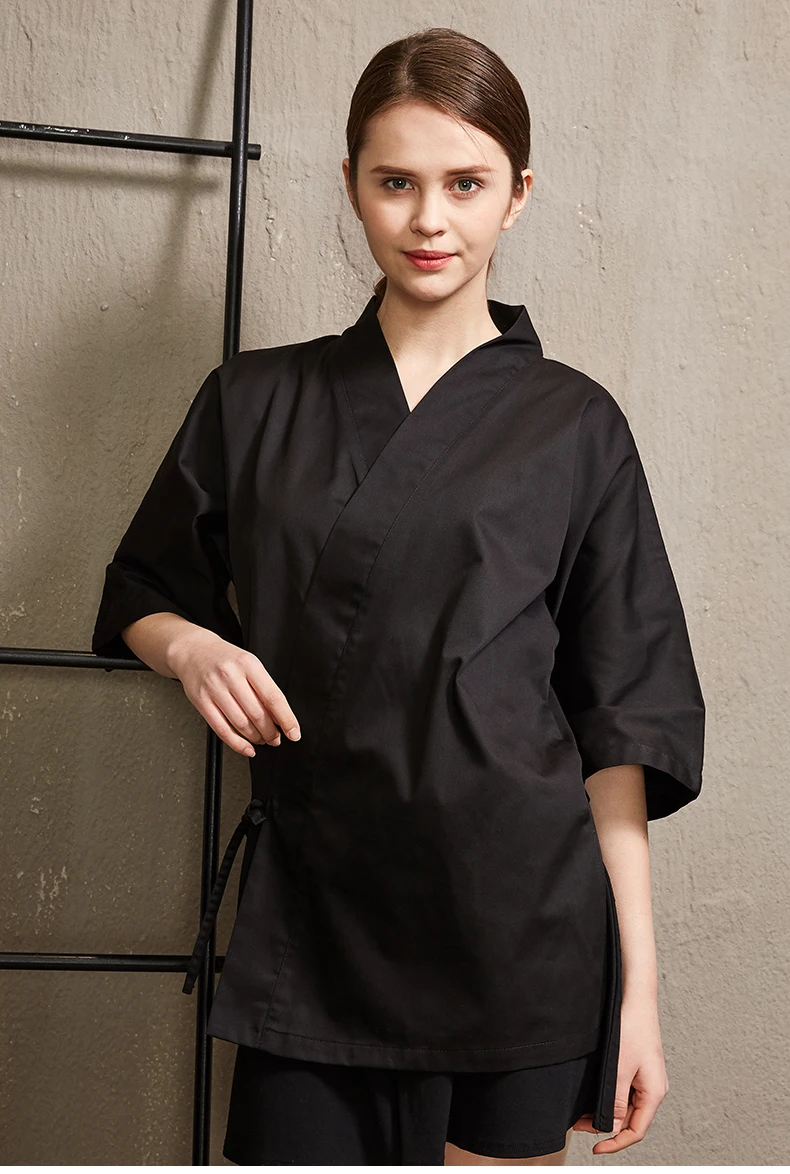 Унисекс кимоно в японском стиле униформа для суши повара с короткими рукавами Униформа шеф-повара для ресторана комбинезоны кухонная одежда повара