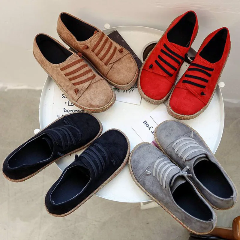 

Women Shoes New Autumn Suede Flat Bottom Set Women Casual Shoes Non-slip Wear-resistant Breathable Women Peas Shoes Size 35-42