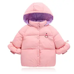 Зимнее пальто для девочек Детская куртка с капюшоном для От 1 до 5 лет Детская одежда модные зимние Костюмы
