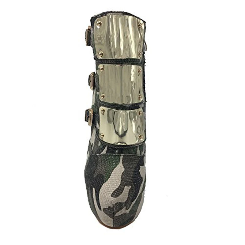 En Automne Camouflage Green Arden Boucle Plate 45 Talons Rond forme De 12 Furtado Métal Cheville Bottes Bout Décoration Hiver Haute Stylets 2018 Cm 3RjL4A5