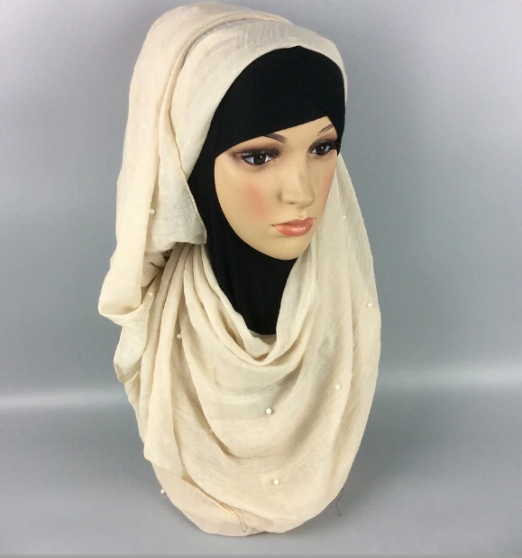 U9 вискоза шарф с жемчугом мусульманский хиджаб шали шарфы шарф можно выбрать цвета, 10 шт./лот