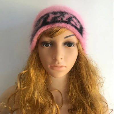LOVELYDONKEYwomen норковая кашемировая Дамская шапка ручной вязки зимняя теплая вязаная шапка M1007 - Цвет: Розовый