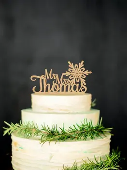 

Wood Snowflake Cake Topper Custom Cake Topper Rustic Cake Topper Wedding Cake Personalized Topper