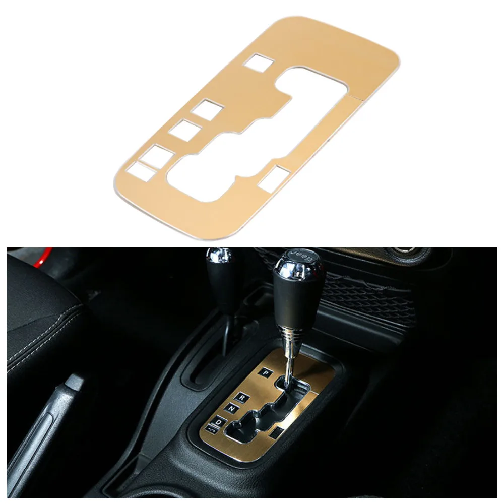 

Chuang Qian 1Pcs Gold Aluminum Gearshift Box Gear Frame Cover Car Decoration Trim For Jeep Wrangler JK 2012-2018 Car Stickers