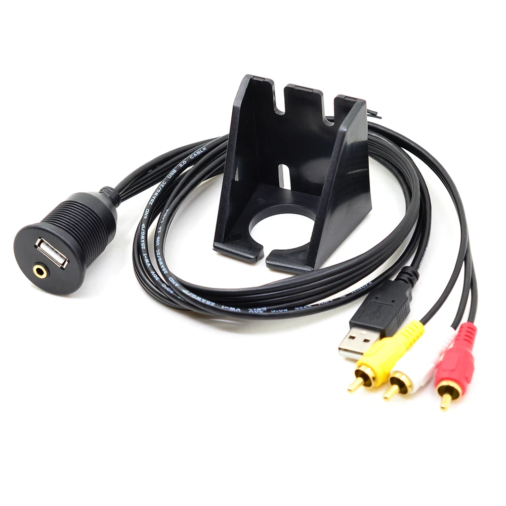 1 M/3 Ft USB 2.0 & 3 RCA Male to USB2.0 & 3.5mm Female Dashboard Panel ...