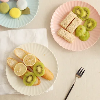 

Colorful Creative Ceramic Dishes & Plates Under Glazed Round Desserts Kitchen Breakfast Porcelain Plate 8 Inch Pink Blue Green