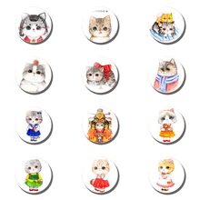 12pcs Kawaii Cat 30 MM 25 MM Fridge Magnet Cartoon Kittens Meow Kids Anime Pets Glass Note Holder Magnetic Refrigerator Stickers anime avatar monster pet thumbnail funny spoof taste fridge magnet colourful squishy waterproof stickers kawaii toy recyclable