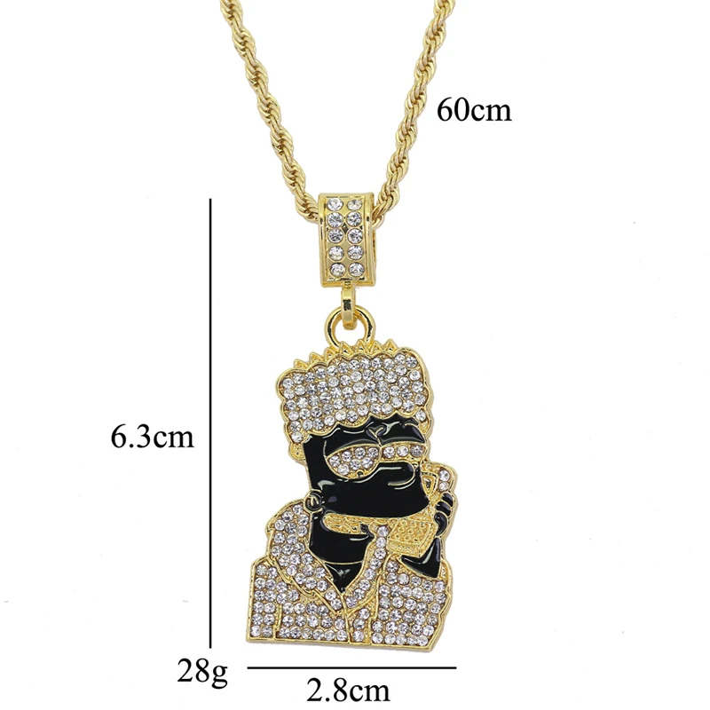 HIP HOP ICED OUT LAB DIAMOND WHITE GOLD PLATED RED MASKED GOON BLING PENDANT