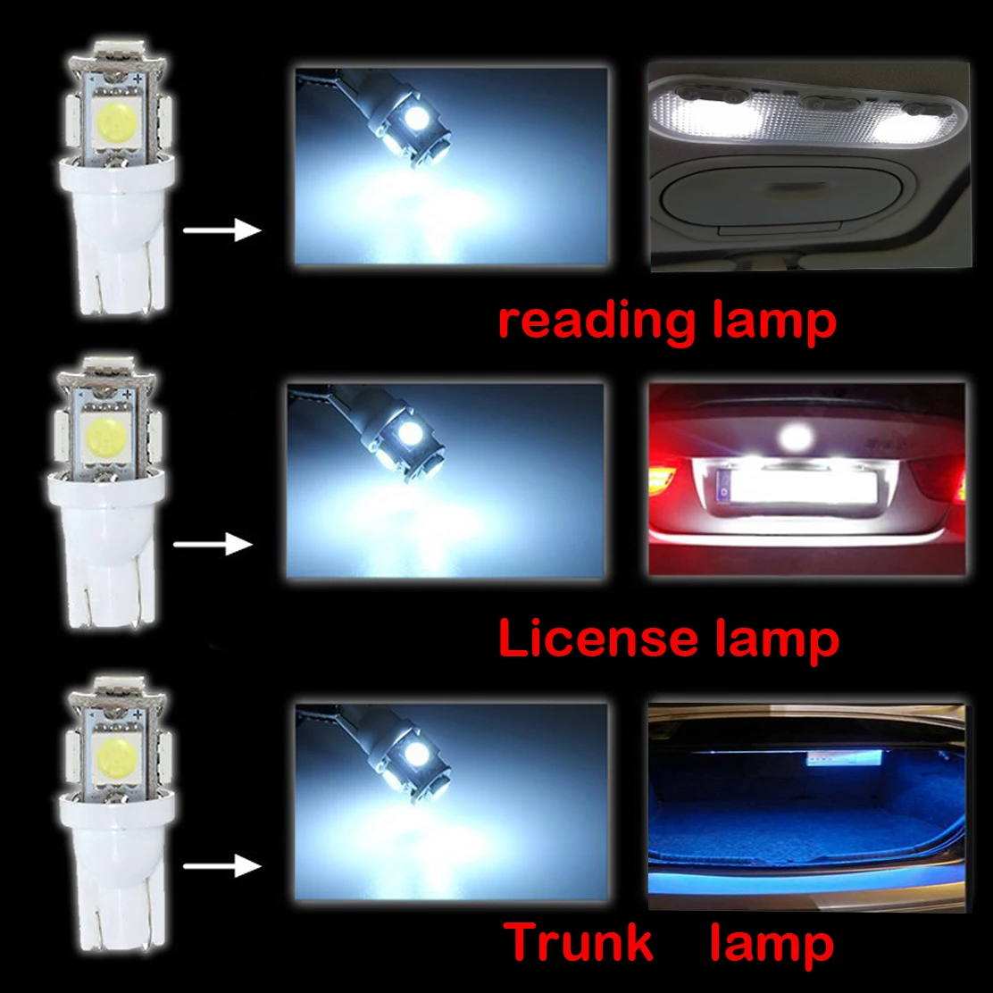 10 шт. Led Автомобильный DC 12 В лампада светильник T10 5050 супер белый 194 168 W5w T10 Светодиодные парковочные лампы Авто клинообразный габаритный фонарь щит