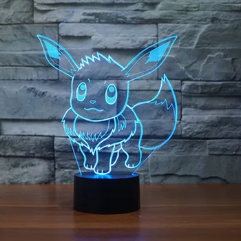 

Pokemon Go Eevee 3D LED Night Light Illusion Visual Lamp 7 Color Changing LED Table Lamp for Holiday Gifts or Home Decorations
