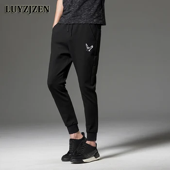 

New Arrival Casual Pants Men Ankle-length Spring Autumn Men's Slim Fit Sweatpants Cotton Solid Pants Warm Male Trousers Plus K28