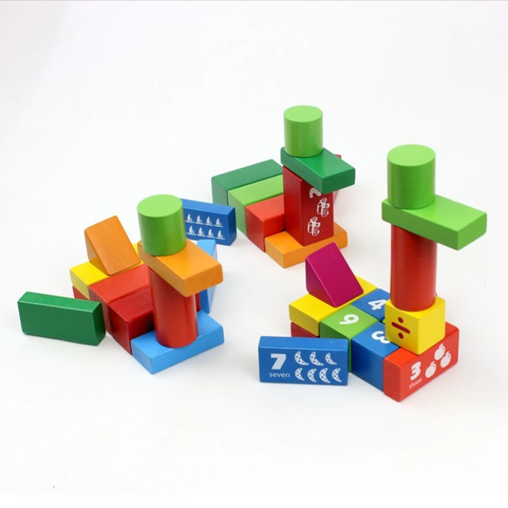 50 шт деревянные строительные блоки цветные деревянные веселые игрушки складные блоки для детей