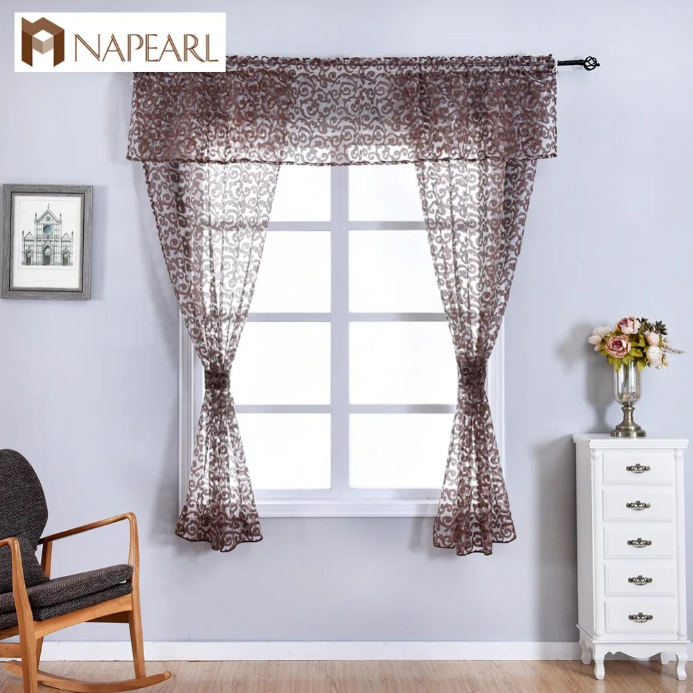 NAPEARL Classic Floral Kitchen Rod Pocket Curtains Window ...