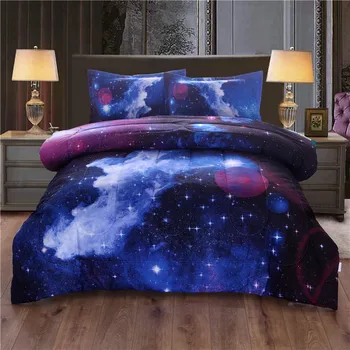 

Galaxy Bedspread With Pillow Case Outer Space Quilted Blanket Bed Cover Queen Size Comforter Bedding Set Coverlet Set