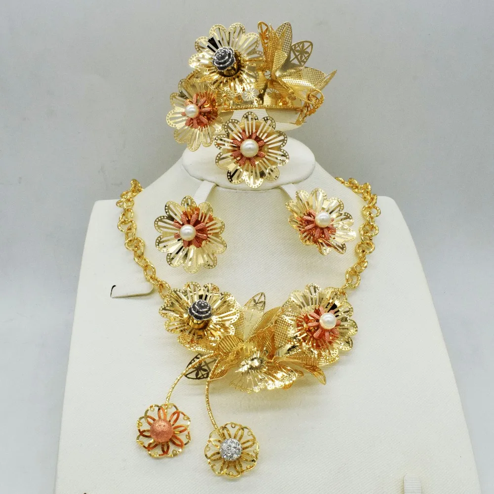 

2018 Fashion jewelry set African Nigeria Dubai gold-color African bead jewelry wedding jewelry set african beads jewelry sets