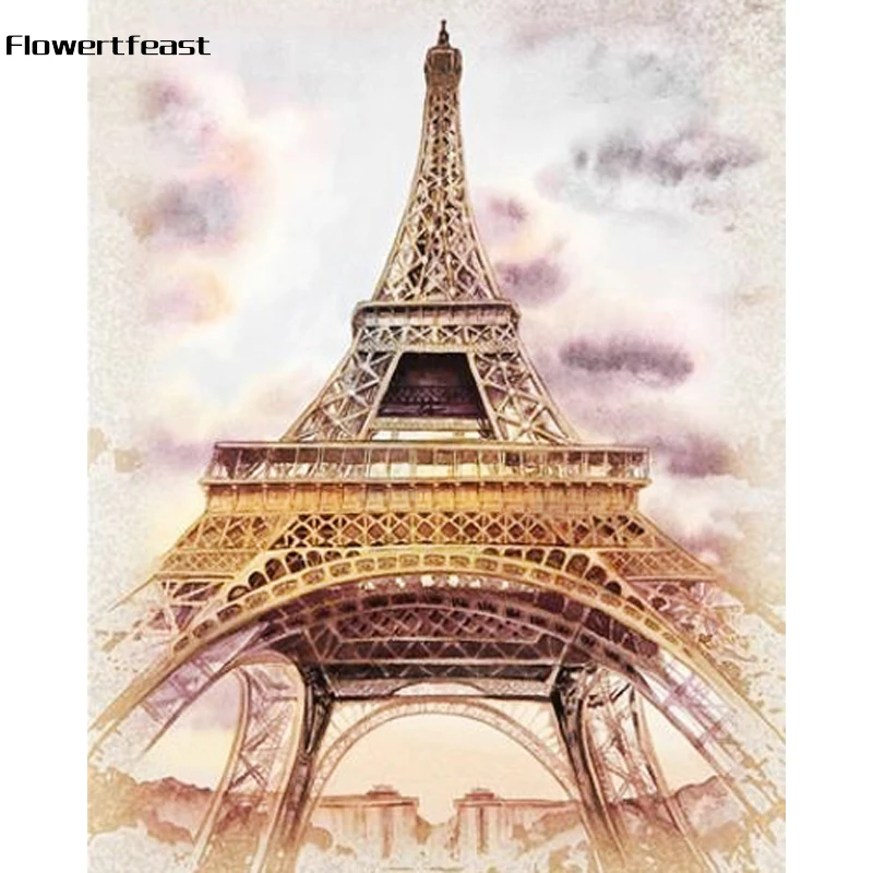 

DIY Diamond Painting Tower Full Drill Round Diamond Embroidery Picture Rhinestone Diamond Mosaic Cartoon Home Decor