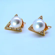 Натуральный пресноводный жемчуг серьги-гвоздики специальный дизайн помолвка жемчужная Коллекция великолепный подарок
