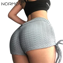 NORMOV Спорт Йога шорты женские Фитнес Костюмы Высокая Талия шорты для бега плотно Для женщин Сплошной Шорты со шнуровкой женские 3 цвета