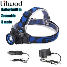 Zoomable 3 mode cree Q5 Led bright Headlamp Head light head Flashlight head Build-in Rechargeable Head lamp no need 18650
