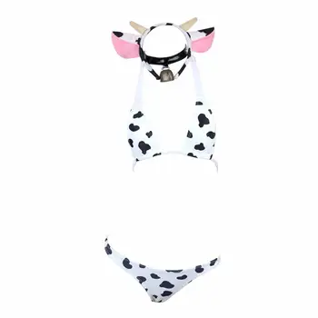 

Womens Anime Cow Cosplay Bikini Lolita Kawaii Bra and Panty Set Japanese Underwear White