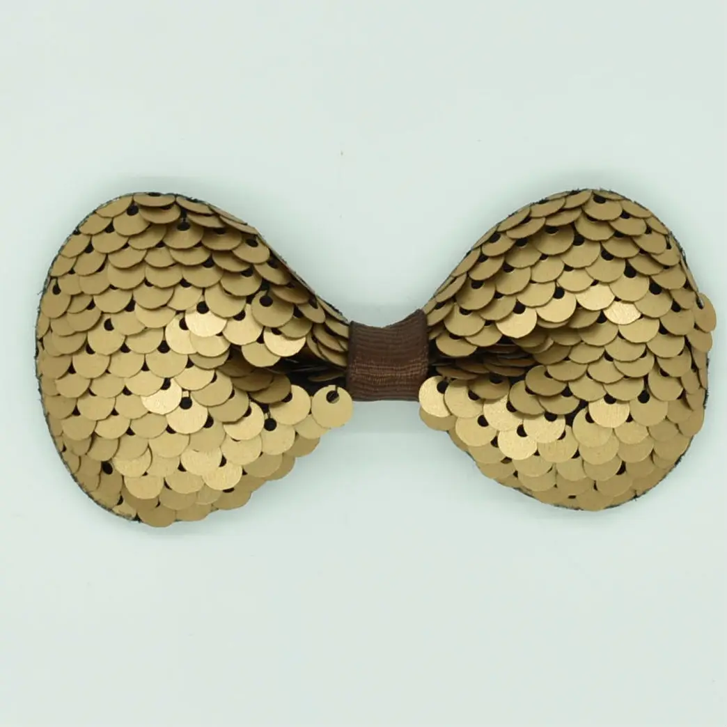 Girls Adorable Sequined Hair Bows Display Golden