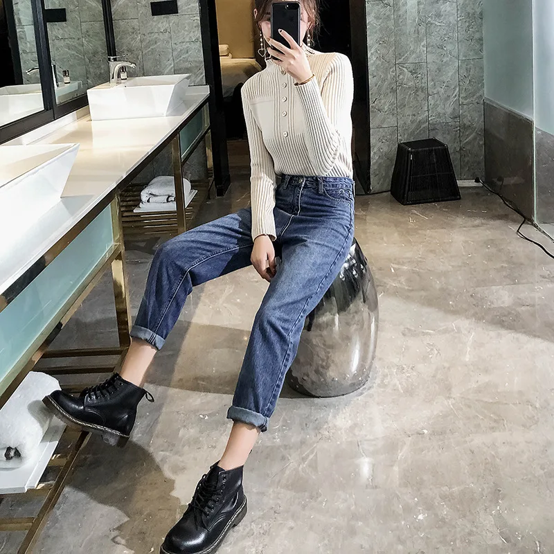 SAILING LU Ankle-Length Old Jeans Women Spring 2019 Pants Plus Size 32 Summer Blue Denim Women Jeans High Waist Trousers WKN622 SAILING LU Ankle-Length Old Jeans Women Spring 2019 Pants Plus Size 32 Summer Blue Denim Women Jeans High Waist Trousers WKN622